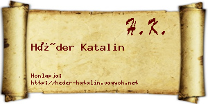 Héder Katalin névjegykártya